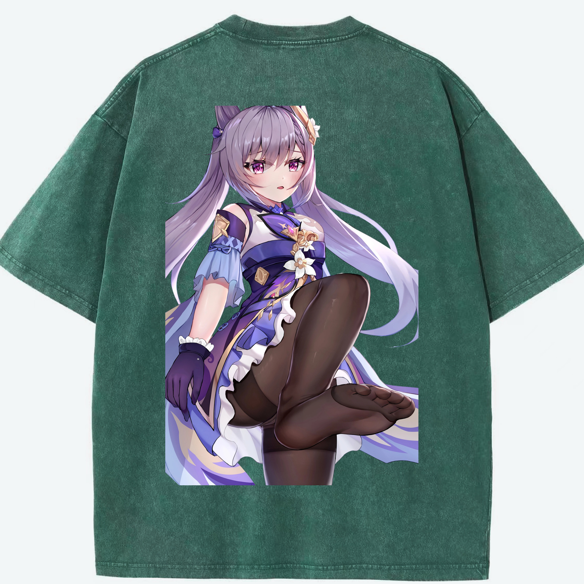げんし神 刻晴 こくせい genshin Kokusei 綿100% ヴィンテージ風 半袖Tシャツ（背面プリント）